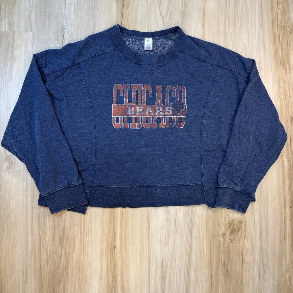 NFL Team Apparel Chicago Bears Women's Long Sleeve Cropped Sweatshirt Navy XL